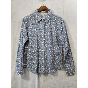 Walls Pearl Snap Blue Womens Western Shirt Large Long Sleeve Cowgirl Rodeo